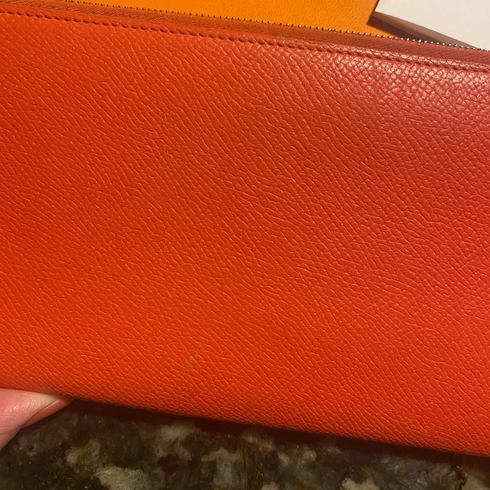 Hermes Vintage Orange Sun Silk’In Wallet